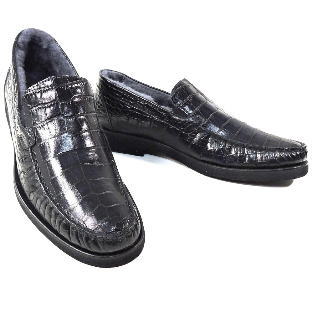GOODMAN 🇮🇹 MEN'S BLACK SOFT LEATHER COMFORT WINTER LOAFERS